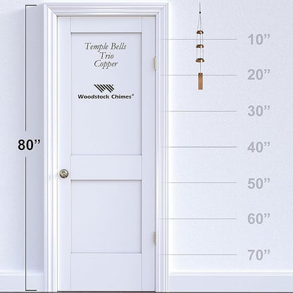 Woodstock Chimes Signature Collection, Woodstock Temple Bells, Trio (24'') Copper, Wind Bells for Outdoor, Patio, Home or Garden Décor (TB3C)