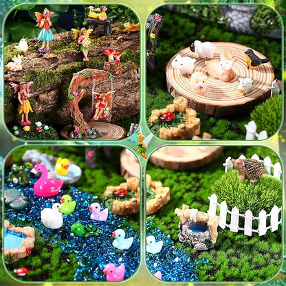HyDren 100 Pcs Fairy House Garden Kit Accessories Miniatures Fairy Figures Gnomes Mushroom House Solar Light Resin Dwarfs Statue Micro Landscape Ornaments for DIY Yard Outdoor Dollhouse Decoration