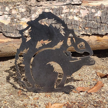 Corten Steel Squirrel Silhouette Rusting Yard Stake (Small)