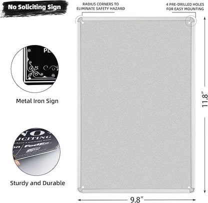 NO SOLICITING Decorative Sign Chic Metal Delivery Sign for Outdoor Yard Front Door or Indoor office Room Wall Decor to Discourage Unwanted Visitors- PLEASE PLACE PACKAGES IN BOX (Color01)