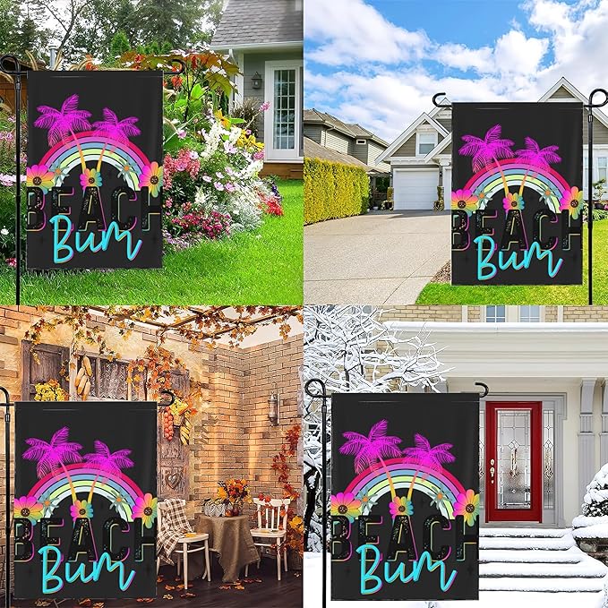 Beach Bum Garden Flags 12X18 Double Sided, Summer Small Yard Flag for Farmhouse Front Porch Lawn Outdoor Holiday Decor