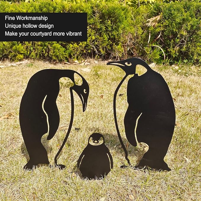 HEEPDD Family Stake, Animal Garden Statue, Outdoor Decoration for Lawn and Balcony, 13 Inch Height Family Stake, Iron Material, Lifelike Nan Gardening