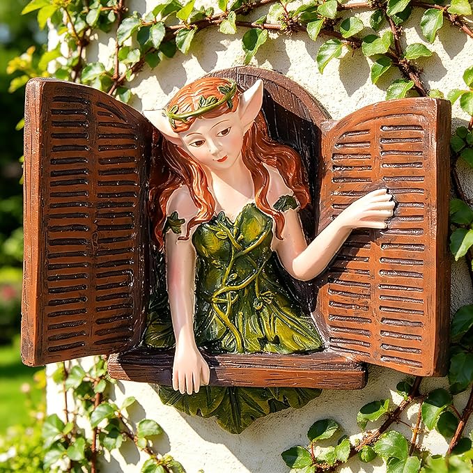 Teaeeno Whimsical Fairy Garden Gnome Statue, Tree Faces Decor Outdoor -7.8 Inch, Funny Garden Tree Decoration,Ideal Patio Yard Lawn Porch Decor