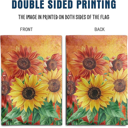 Fall Garden Flag Sunflower Yard Flag for Outside Late Summer Flags 12x18 Double Sided Welcome Autumn Thanksgiving Holiday Outdoor Decorations