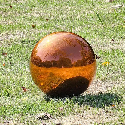 Stainless Steel Gazing Globe Mirror Ball, Decorative Gazing Balls for Garden, Reflective Smooth Garden Ball Sphere for Outdoor Yard Decoration (Orange, Dia: 12 inch)