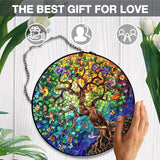 Tree of Life Stained Glass Window Hanging, Tree of Life Decor Suncatchers Sun Catchers Indoor Window Glass Wall Art Decorations, Nature Bird Flower Trees Wall Hanging Decor, 7.9x7.9in,Patio