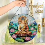 8-Inch Buddha Stained Glass Suncatcher & Ornament, Stained Glass Window Hanging, Sun Catcher Window Decor, Namaste Decor — Gifts for Buddhist & Yoga Lover, Gifts for Christmas, Birthday & Housewarming