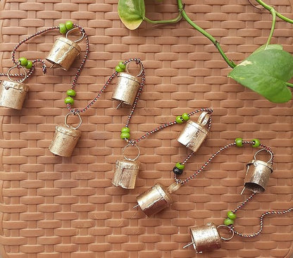 Generic Rustic Vintage Bell Hanging String for Home Decor Wall Door Window Decoration, Garden and Outdoor- 10 Handmade Cowbells Gifting