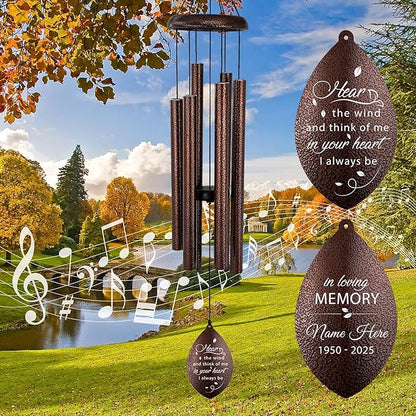 ASTARIN Sympathy Wind Chimes Custom, Personalized Dragonfly Wind Chimes Sympathy Gifts for Remembrance, Bereavement Gifts for Men in Memory Wind Chime, 36 inch Windchime(Produced in USA)