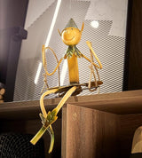 Christmas Elf on Swing Metal Sculpture – Garden & indoor Festive Elf Yard Art for Indoor & Outdoor Décor, Holiday Hanging Lawn Ornament for Mantel, Patio, Charming Christmas Elf Gift Statue Decoration