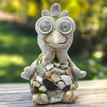 Outdoor Decor Chicken Statue, Garden Statue Solar Chicken Figurine for Lawn Porch Garden Yard Patio and Birthday Gift for Women