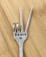 Plant Marker, Peace Sign Fork, Container Indoor Garden, Recycled Fork Stamped