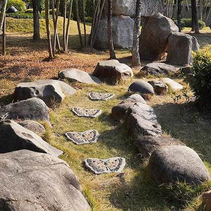 Garden Stepping Stones Outdoor - Resin Pebble in Butterfly Shape Stepping Stone Decorative Stone Bright Color Memories Pavers Outdoor for Garden Yard Multicolor 15.75 * 11.5 * 1 Inch