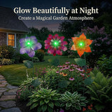 Floral Garden Stake Glow in Dark Plant Pick Water Proof Metal Flower Stick for Outdoor Garden Decor, Set of 3