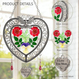 KY&BOSAM Heart Suncatcher-Stained Glass Panles I Love You Mom Sun catchers Hangings for Windows Wind Chime Ornament Mom Gifts - Gifts for Mother`s Day Valentine`s Day Birthday Christmas