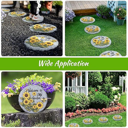 Sunflower Bees Stepping Stone for Garden, Decorative Garden Stone for Yard, Patio, Garden or Walkway - Outdoor or Indoor Home Decoration(Animals)