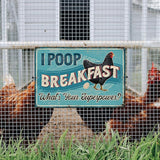 Putuo Decor Chicken Coop Sign, Funny Chicken Egg Metal Signs, I Poop Breakfast What's Your Superpower, Gift Ideas, 12 x 8 Inches Aluminum for Outdoors