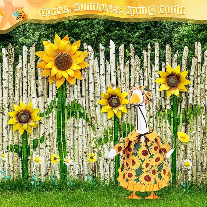 FuWeave Spring Sunflower Goose Outfit Lawn Porch Goose Clothes Costume 23" Geese Outdoor Patio Yard Lawn Art Decoration