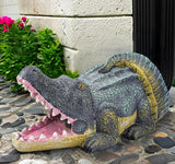 Teaeeno Alligator Decor Statue Gutter Downspout Extension Decorative,Crocodile Gutter Animal Statue Outdoor Decor,3"×4" Rain Gutter Downspout Splash Block,Garden Splash Block Outdoor Sculpture (Green)