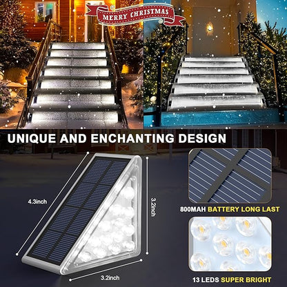 AUDLES LED Solar Step Lights Waterproof Outdoor Stair Lights, Solar Deck Light Outdoor Decor IP67 Solar Decoration Light for Yard, Patio, Garden, Walkways, Front Door, Pathway, Driveway, Porch 2PK