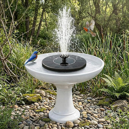 Solar Bird Bath Fountain Pump, 6.3" Mini Floating Solar Water Fountain with 6 Nozzles, Powered Water Feature for Outdoor Garden, Pond, Pool, Patio and Fish Tank, Birdbath Bubbler for Hummingbirds