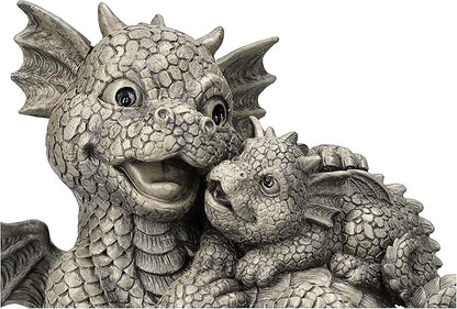 Pacific Giftware PT Garden Dragon Family Mother and Baby Dragon Garden Display Decorative Accent Sculpture Stone Finish 10 Inch Tall