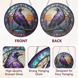 FLAGWIX Black Raven Decor - Crow Stained Glass Window Hanging 10 in - Black Crow Sun Catchers Indoor Window for Gothic Home Decor, The Raven Gifts for Women Friends Family