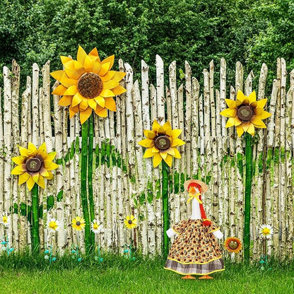 FuWeave Spring Goose Outfit Sunflower Lawn Porch Cement Goose Sunmer Clothes Skirts Hat Wig Forgarden Outdoor Patio Yard Statue Art Decor(Sunflower,17 Inch)
