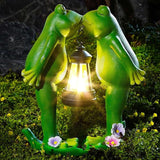 Solar Frogs Statue for Garden Mother's Day Decorations Solar Lantern LED Yard Decorations for Porch Patio,Yard,Lawn - Frog Statue Gifts for Women Mom Grandma (Kiss Frog)