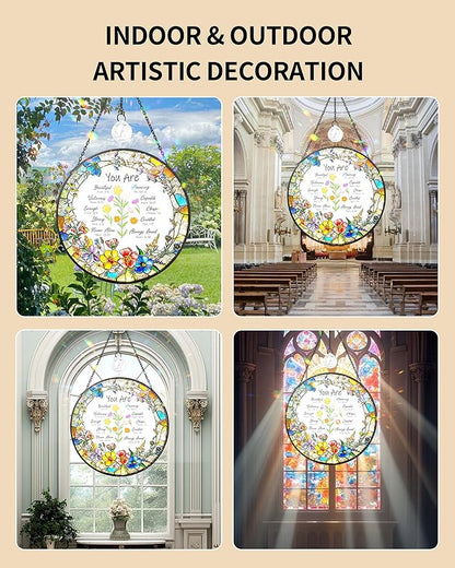 Christian Stained Glass Window Hanging Sun Catcher, Religious Faith for Mom or Grandma, Church Window Decor