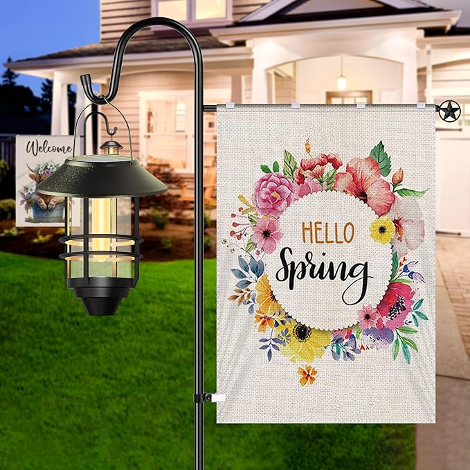 Ottsuls Garden Flag Stand, 2 Pack Heavy Duty Flag Pole Holder with Shepherd Hook for Yard Decoration, 60 INCH Sturdy Yard Flag Post Stake Outdoor Garden Flag Holder for 28''x40'' Flags (Without Flag)