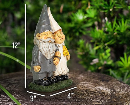 NAT & JULES Married Gnome Couple Colorful Finish 12 inch Resin Garden Statue