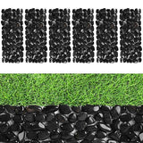 River Rock Stepping Stones Outdoor for Garden Walkway, 6 Pcs 16" L x 6" W Rectangle Shape Paver Step Stones Polished Pebble River Stone Mat for Yard Lawn Patio Pathway Walk Way - Black