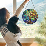 Tree of Life Stained Glass Window Hanging, Tree of Life Decor Suncatchers Sun Catchers Indoor Window Glass Wall Art Decorations, Nature Bird Flower Trees Wall Hanging Decor, 7.9x7.9in,Patio