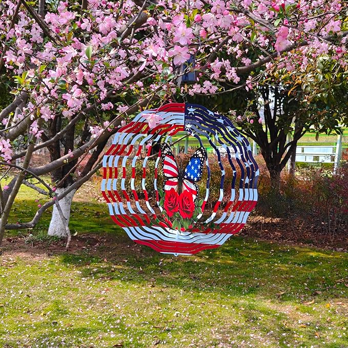 Butterfly Wind Spinners -12 inch 3D Hanging Wind Sculptures for Garden Outside Patio Yard Decor -Birthday Gift for Women