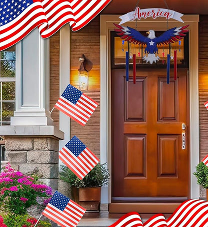 CoTa Global American Eagle Wind Chime - American Eagle Patriotic Indoor or Outdoor Windchime Home Decor with Hanging Bells, Handcrafted Glass and Metal Wind Chimes for Yard, Garden, Porch - 24 Inches