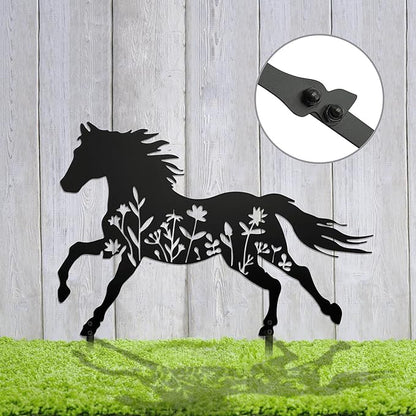 Decorative Metal Horse Statue for Patio, Lawn & Garden, Outdoor Décor, Intricate Garden Stakes