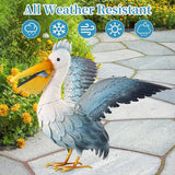 Ratuor Metal Pelican Garden Statue Outdoor Decor, Metal Yard Art Decoration Coastal Bird Garden Decor Lawn Ornament for Porch Patio