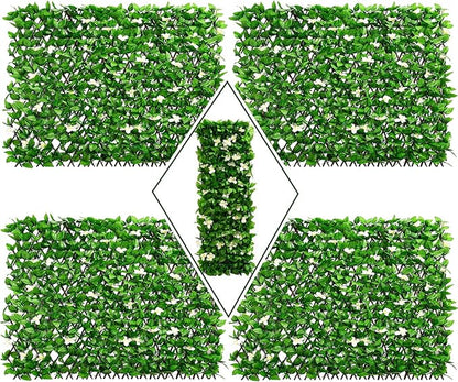 DOEWORKS Expandable Fence Privacy Screen for Balcony Patio Outdoor, Faux Ivy Fencing Panel for Backdrop Garden Backyard Home Decorations - 4PACK