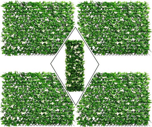 DOEWORKS Expandable Fence Privacy Screen for Balcony Patio Outdoor, Faux Ivy Fencing Panel for Backdrop Garden Backyard Home Decorations - 4PACK