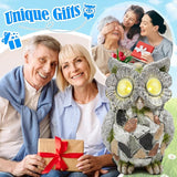 Garden Owl Statue Outdoor Decor with Solar Lights, Resin Owl Figurines for Patio Yard Porch Lawn Solar Owls Decorations Birthday Gift for Women Bird Lovers