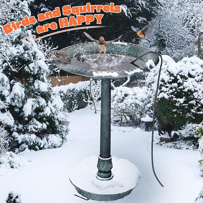 2 Pack Upgrade Bird Bath Heater for Outdoors in Winter, Pond Deicer 60 Watts Birdbath Deicer Water Heater Thermostatically Controlled with Auto Shut off Function for Patio Lawn (Frosted Gray)