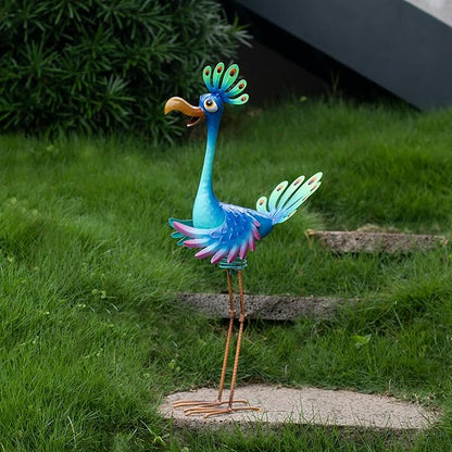 Natelf Flamingo Peacock Metal Yard Art Garden Sculpture Flamingos Peacocks Outdoor Decorations Large Garden Statues for Yard Patio, Porch, Home for Women, Mom, Grandma