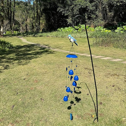 Blue Jay Bird Wind Chimes with Bells, Large Unique Birds Chimes for Garden Backyard Church Hanging Decor, 40"