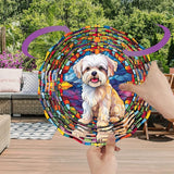 Maltese Dog Wind Spinner Pet Dog Memorial Gifts, Vibrant 3D Kinetic Aluminum Metal Yard Art, Loss of Dogs Sympathy Gifts, Hanging Outdoor Garden Decor, 8" Wind Sculptures for Patio, Porch (Maltese2)