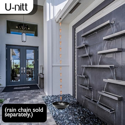 U-nitt 12" Spill Bowl Downspout Catch Basin for Rain Chain Anchoring & Stake | Rainwater Collection for Roof |Gutter Catch Basin | Good for Water Fountain & Birdbath | Black | Handles Heavy Rain