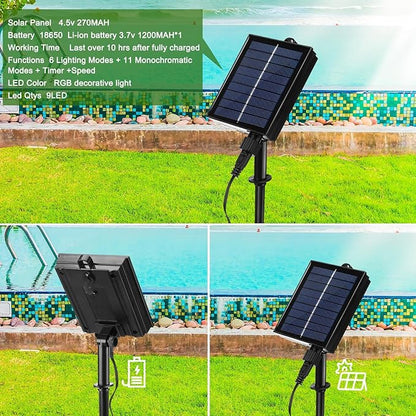 Reallnaive 2026 Solar Pool Fountain for Above and Inground LED 360° Adjustable Fountain for Swimming Pool Sprayer Waterfall Sprinkler with 7 Color LED Light Fun Waterfall Sprayer for Above Inground