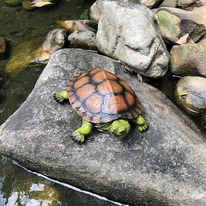 Turtle Tortoise Sculptures, Garden Patio Lawn Yard Art Resin Decorations Outdoor Garden Decor, 8.6 inches Turtle Yard Decorations Outdoor, Full Color 1