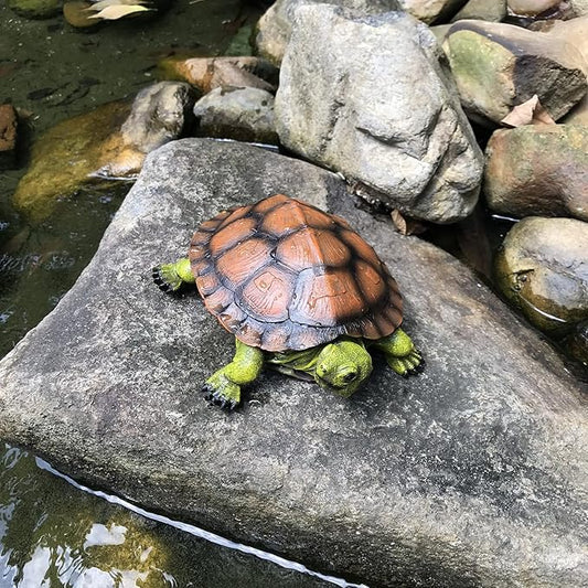 Turtle Tortoise Sculptures, Garden Patio Lawn Yard Art Resin Decorations Outdoor Garden Decor, 8.6 inches Turtle Yard Decorations Outdoor, Full Color 1
