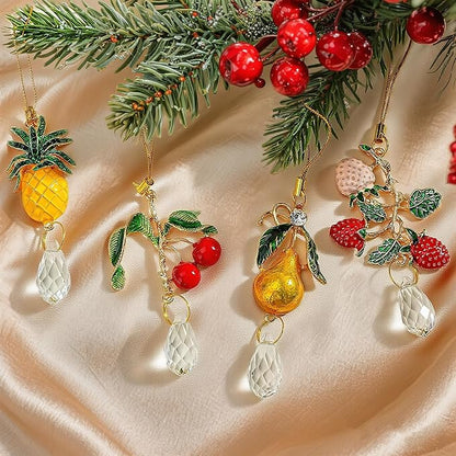 H&D HYALINE & DORA 4 Pcs Fruit Crystal Sun Catcher Rhinestone Cute Fruit Suncatcher with Crystals Prisms for Garden Home Decor